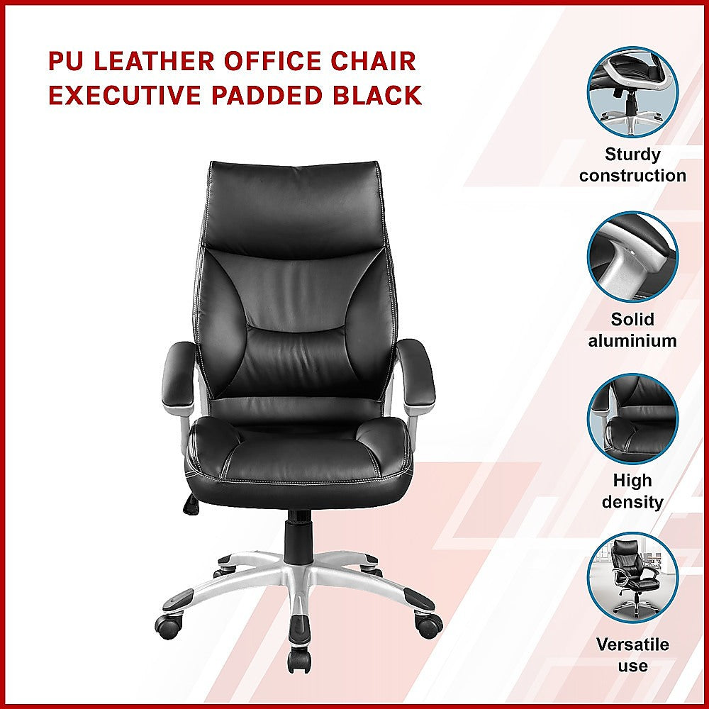 Ergonomic PU Leather Executive Office Chair with Lumbar Support