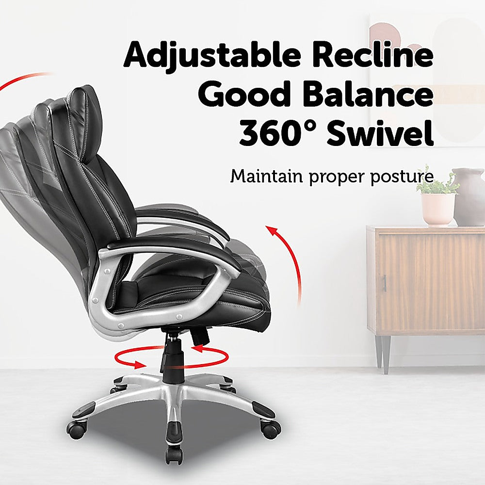 Ergonomic PU Leather Executive Office Chair with Lumbar Support