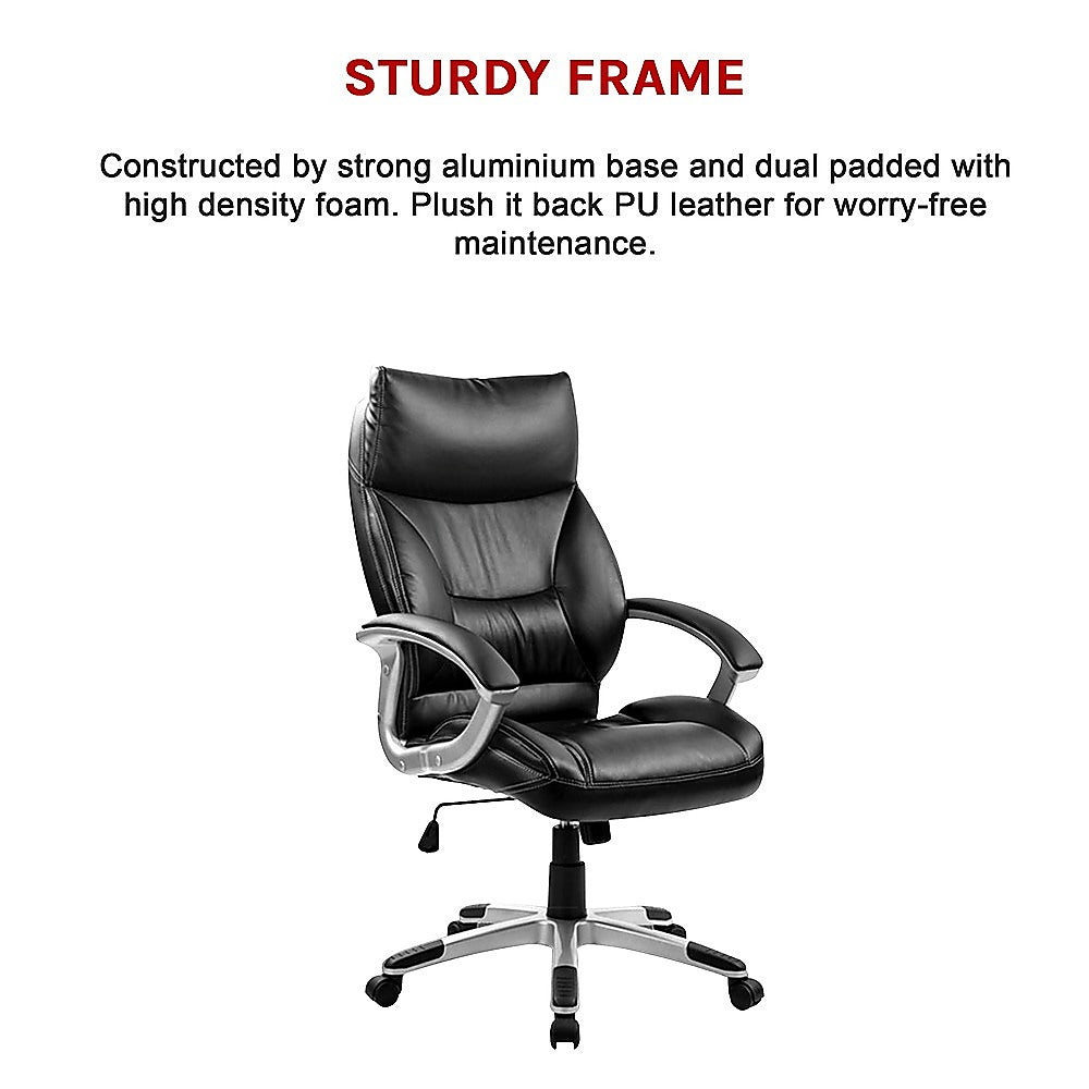 Ergonomic PU Leather Executive Office Chair with Lumbar Support