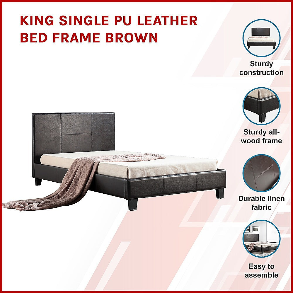King Single Bed Frame Brown