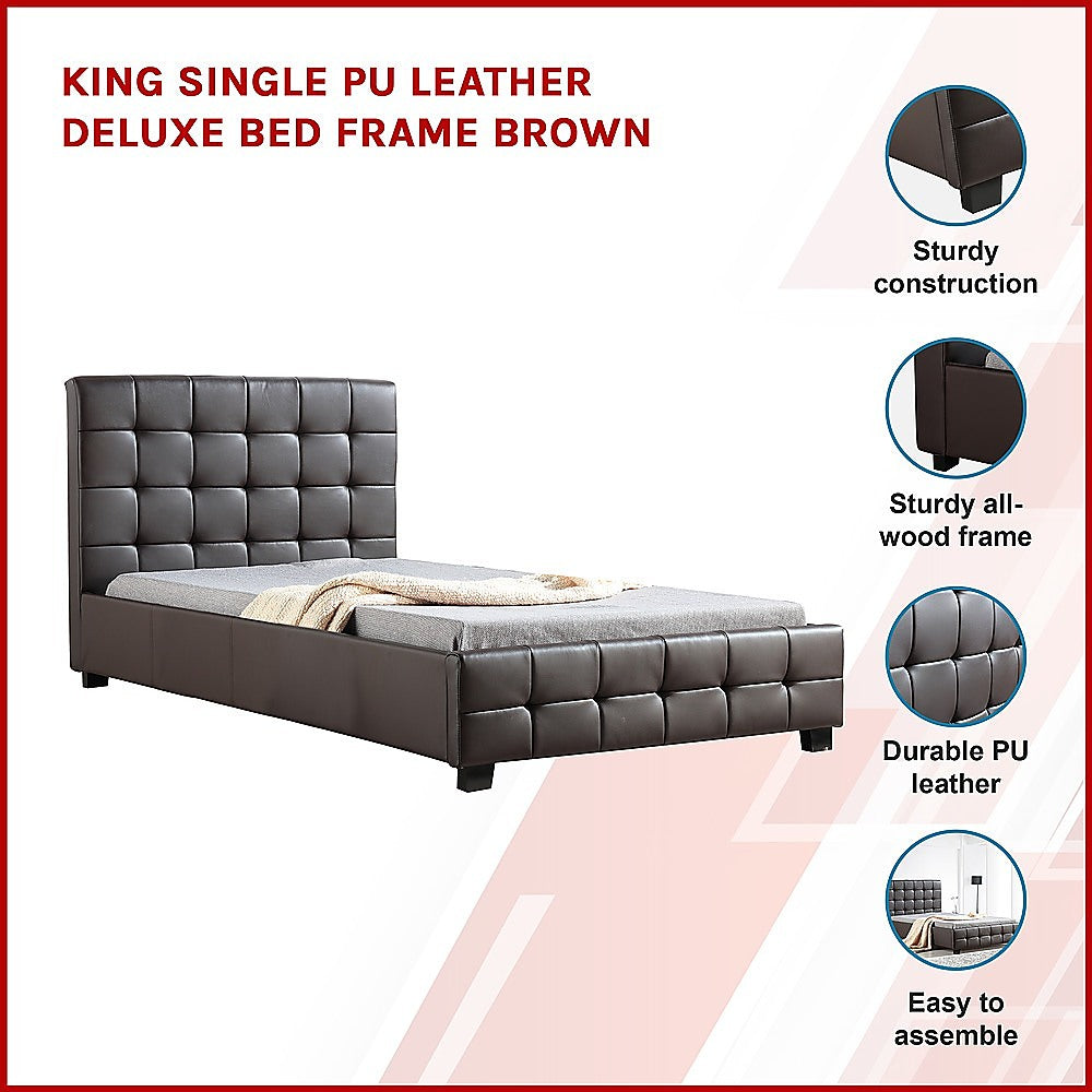 King Single Deluxe Bed Frame Brown
