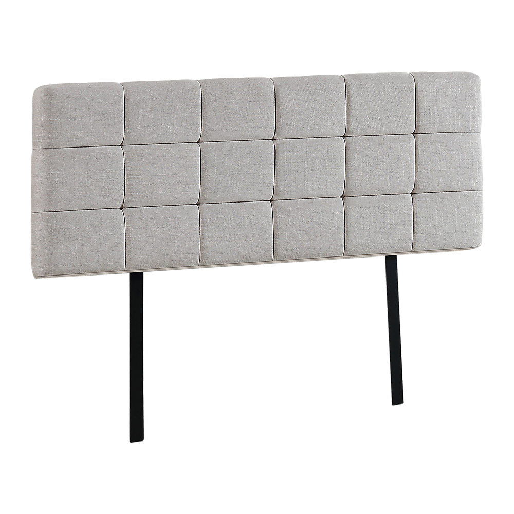 Linen Fabric Queen Bed Deluxe Headboard Bedhead - Beige - Newstart Furniture