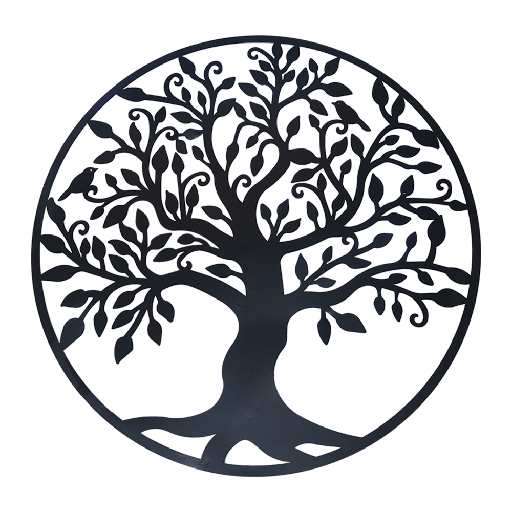 Black Tree of Life Wall Art Hanging Metal Iron Sculpture Garden 60cm - Newstart Furniture