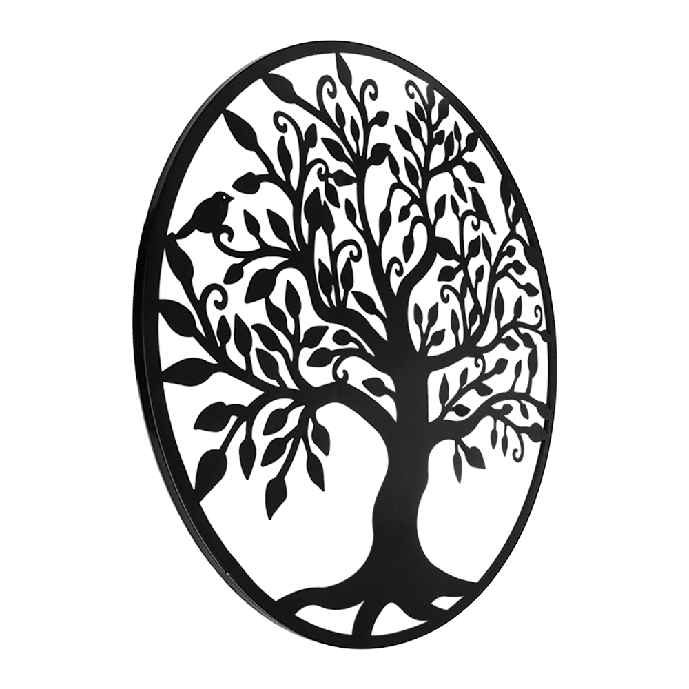 Black Tree of Life Wall Art Hanging Metal Iron Sculpture Garden 60cm - Newstart Furniture