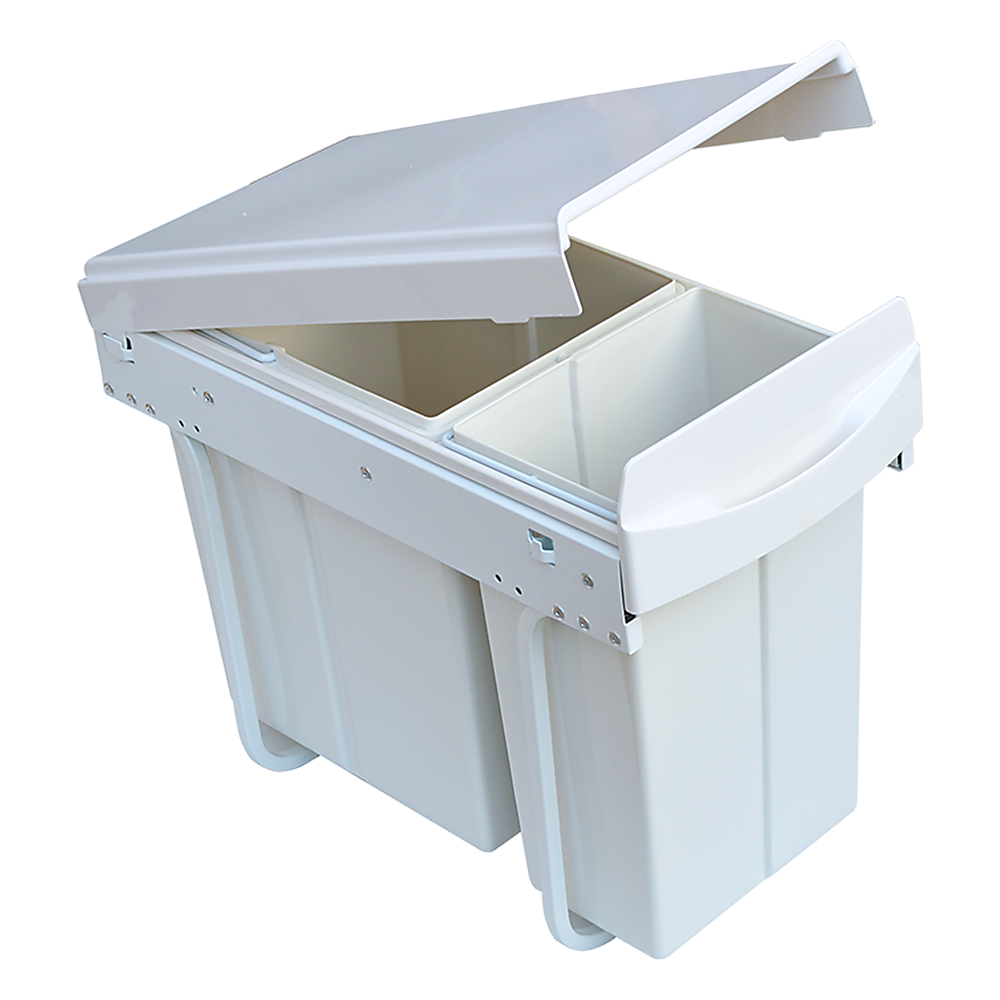 Pull Out Bin Kitchen Double Dual Slide Garbage Rubbish Waste 10L+20L - Newstart Furniture