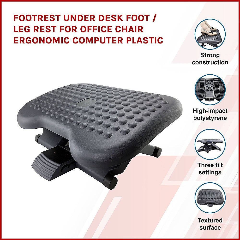 Footrest Under Desk Foot / Leg Rest for Office Chair Ergonomic Computer Plastic - Newstart Furniture