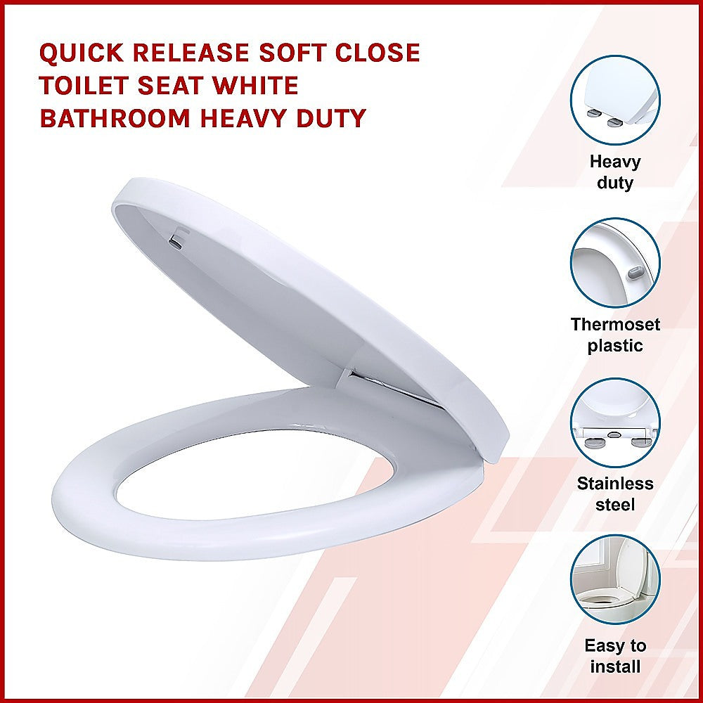 Quick Release Soft Close Toilet Seat White Bathroom Heavy Duty - Newstart Furniture