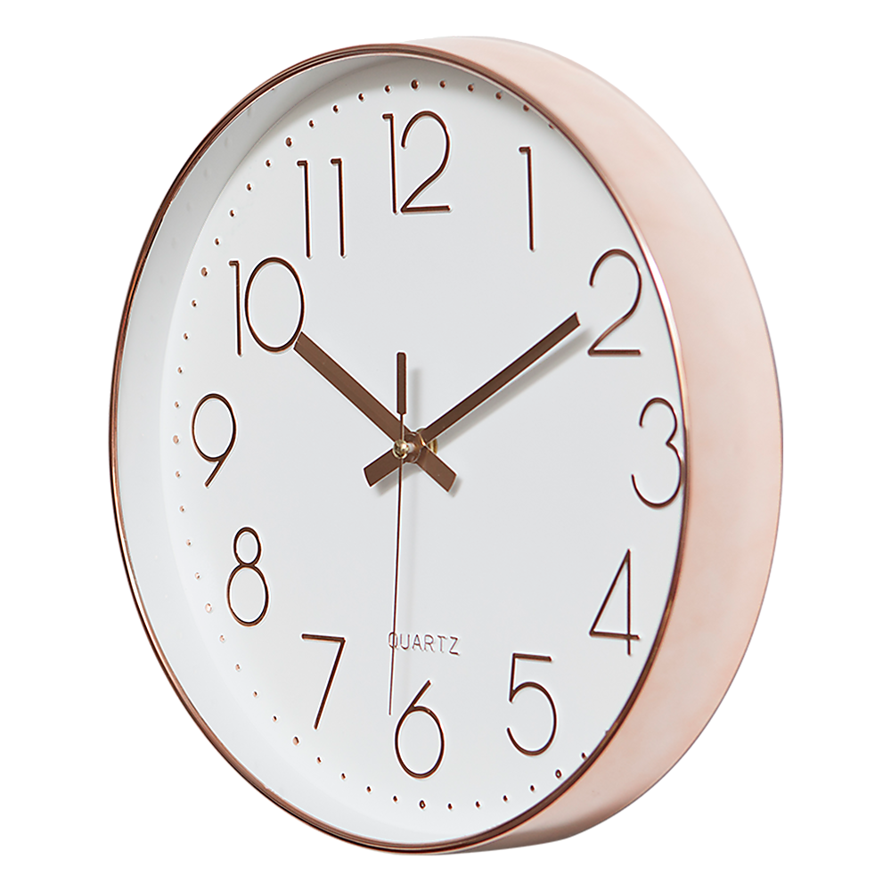 Modern Wall Clock Silent Non-Ticking Quartz Battery Operated Rose Gold - Newstart Furniture