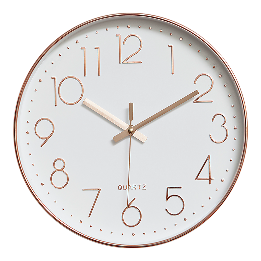 Modern Wall Clock Silent Non-Ticking Quartz Battery Operated Rose Gold - Newstart Furniture