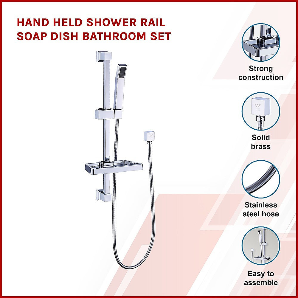 Hand Held Shower Rail Soap Dish Bathroom Set - Newstart Furniture