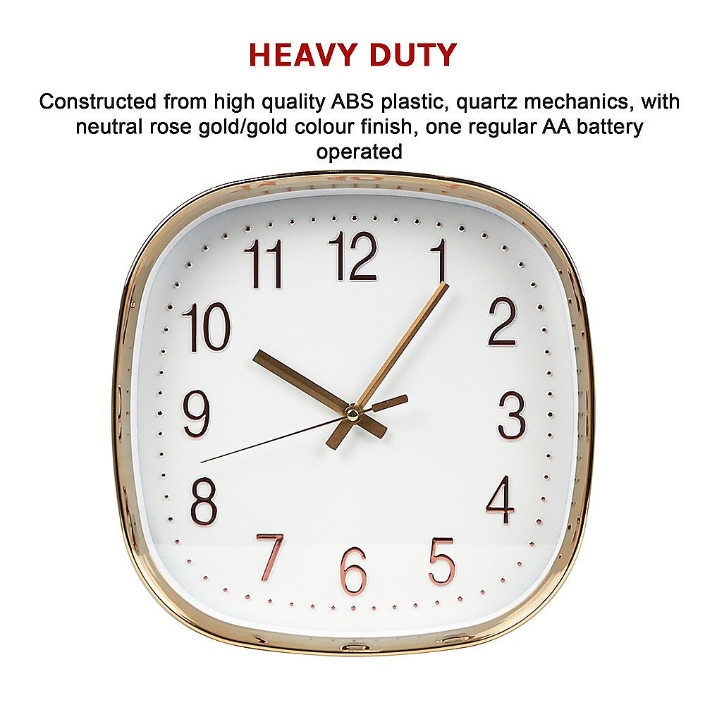 Modern Wall Clock Silent Non-Ticking Quartz Battery Operated Gold - Newstart Furniture