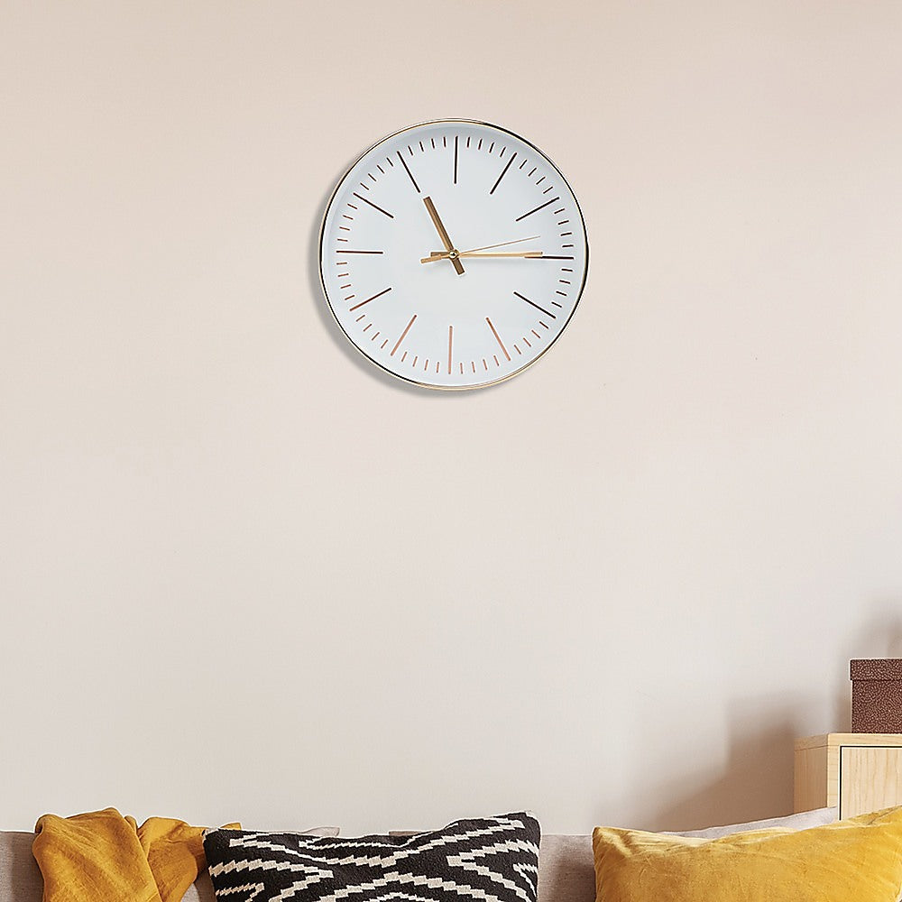 Modern Wall Clock Silent Non-Ticking Quartz Battery Operated Gold - Newstart Furniture