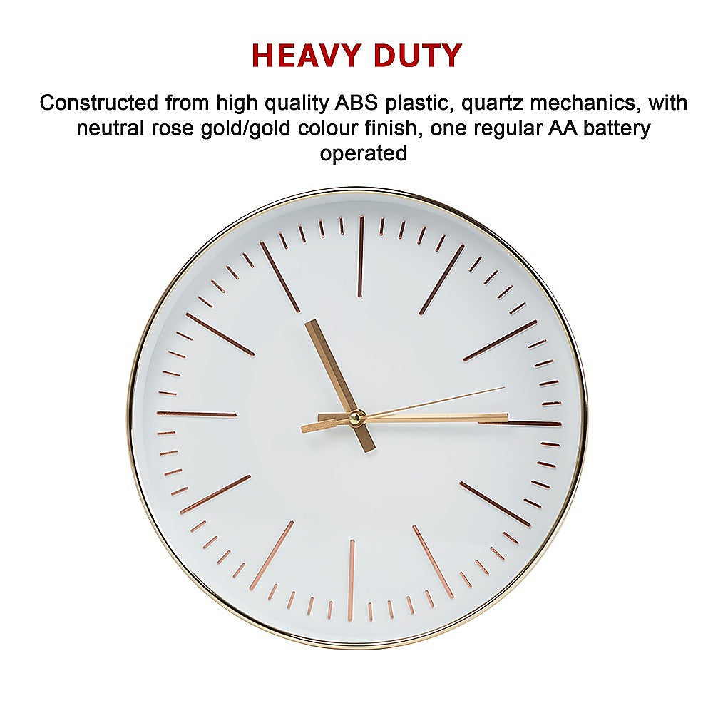 Modern Wall Clock Silent Non-Ticking Quartz Battery Operated Gold - Newstart Furniture