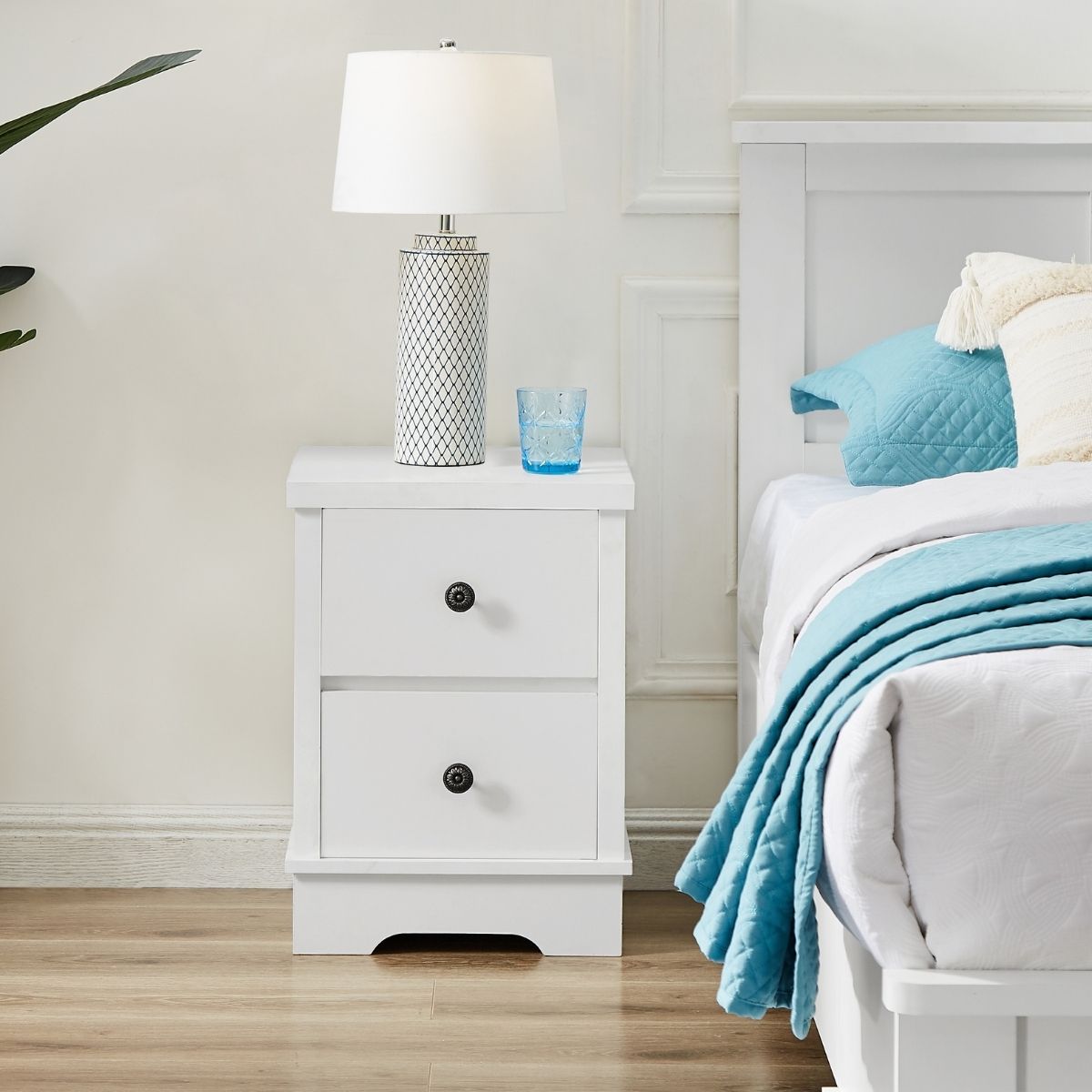 Margaux White Coastal Style Bedside Table - Newstart Furniture