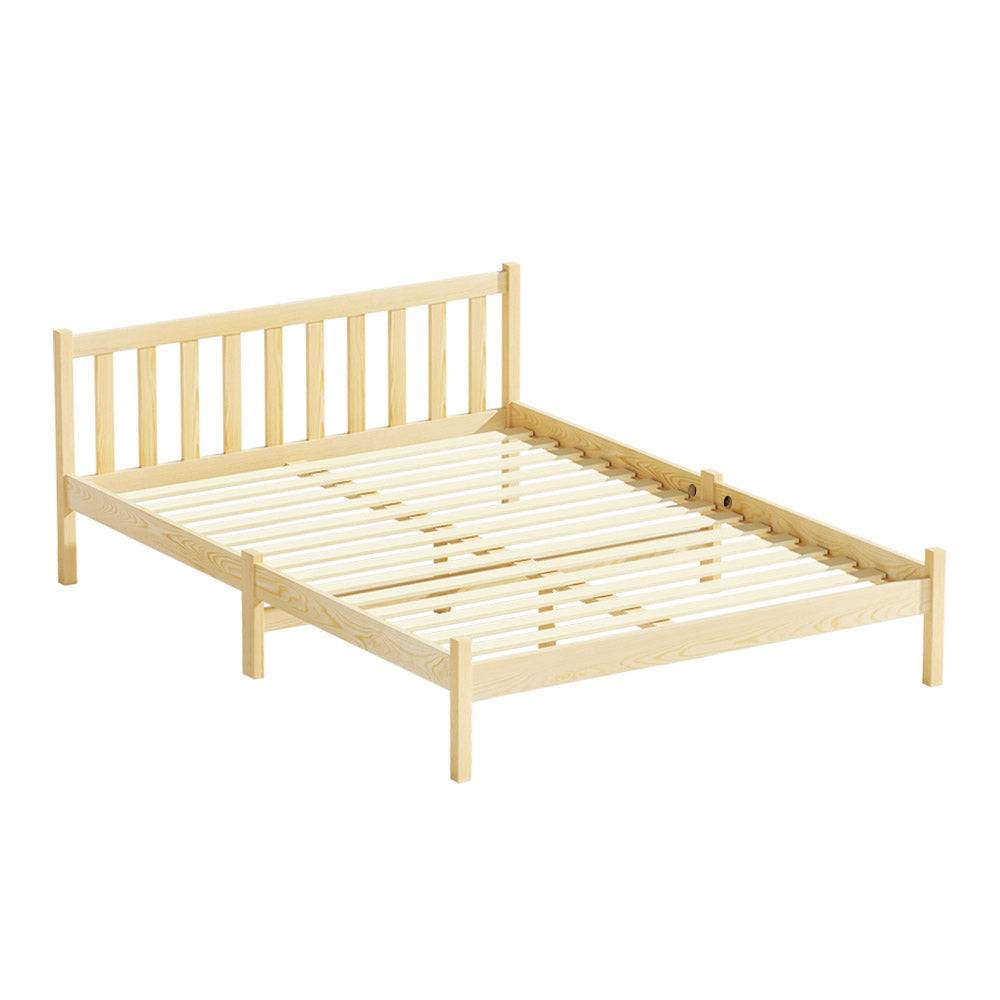 Artiss Bed Frame Wooden Double Size Bed Base Pine Timber Mattress Foundation Oak - Newstart Furniture