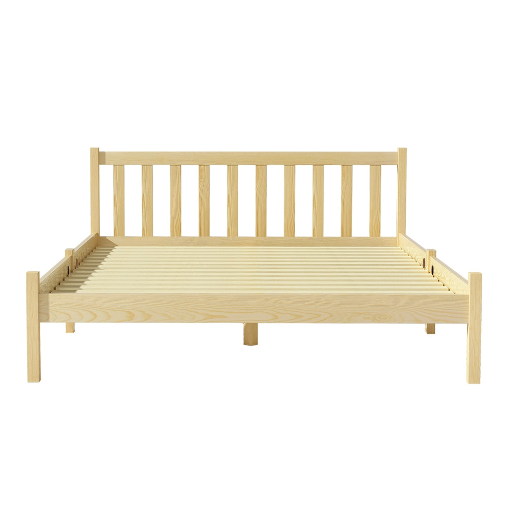 Artiss Bed Frame Wooden Double Size Bed Base Pine Timber Mattress Foundation Oak - Newstart Furniture