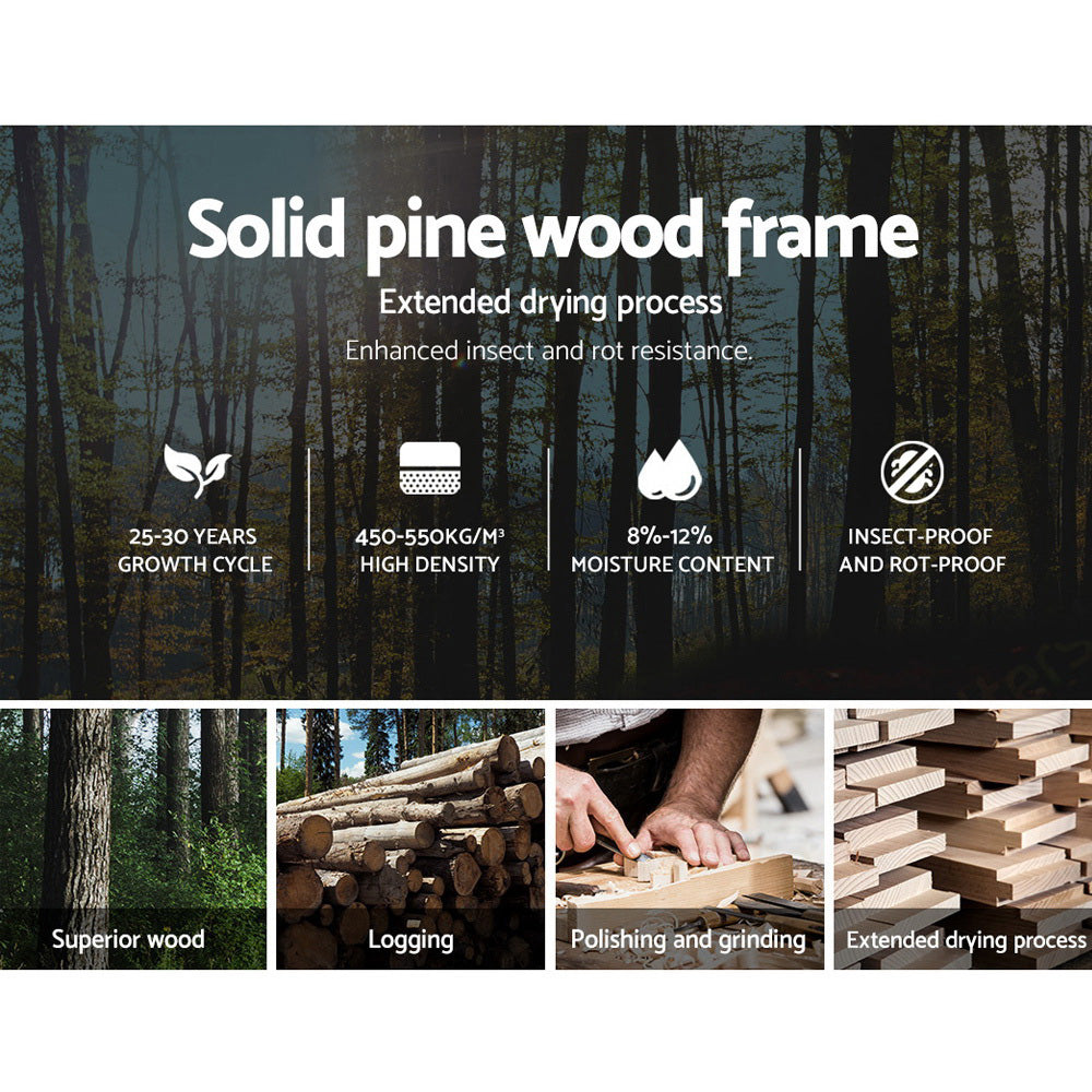 Artiss Wooden Bed Frame Queen Size Pine Wood Timber Mattress Base Bedroom - Newstart Furniture