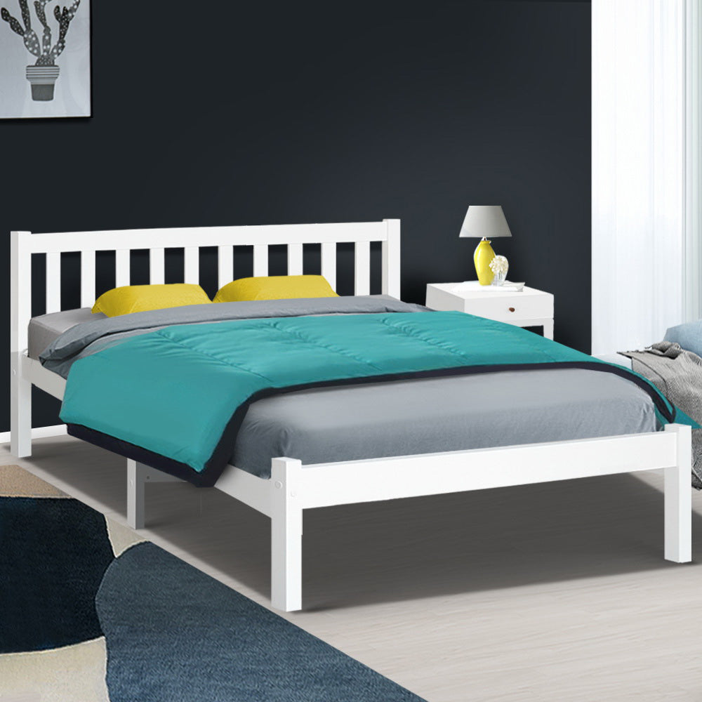 Artiss Wooden Bed Frame Queen Size Pine Wood Timber Mattress Base Bedroom - Newstart Furniture