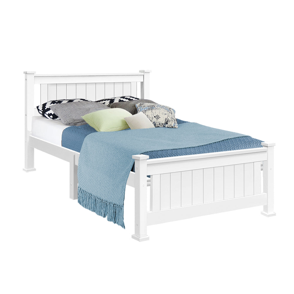 King Single Wooden Bed Frame White - Newstart Furniture