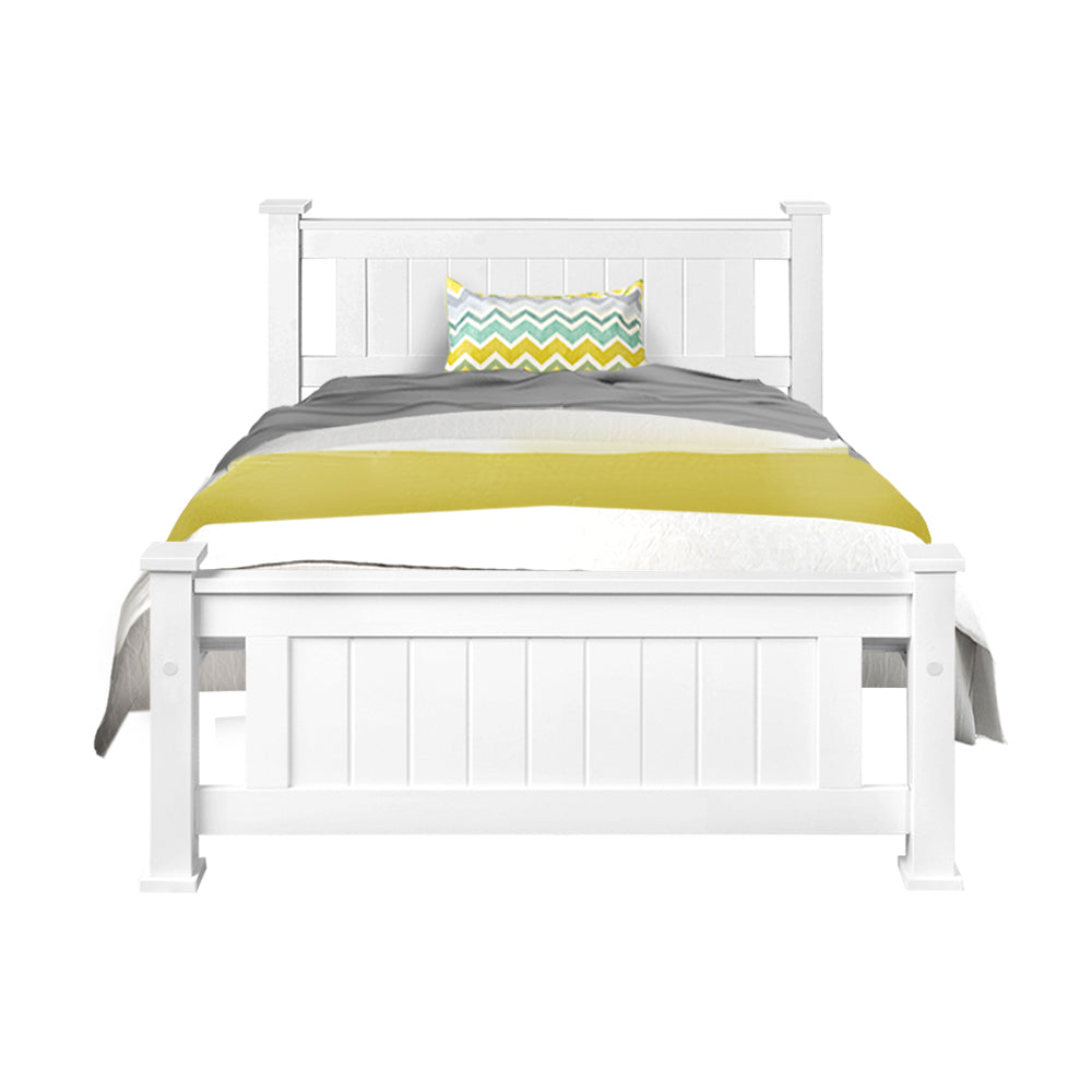 King Single Wooden Bed Frame White - Newstart Furniture