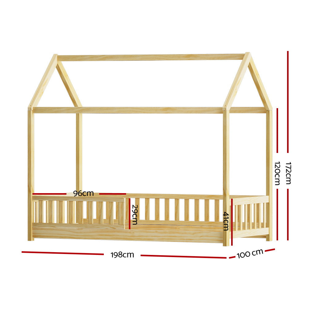 Artiss Wooden Bed Frame Single Size House Frame Pine Timber Base Platform Oak - Newstart Furniture