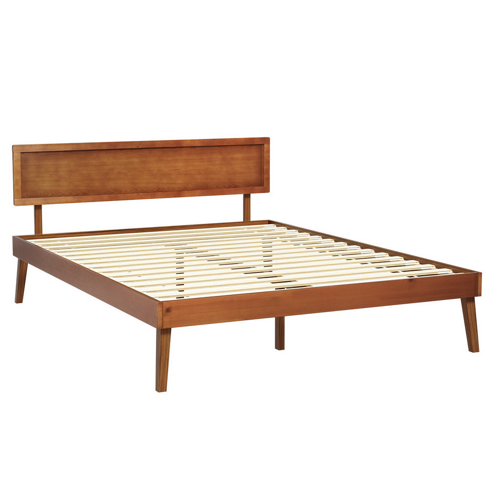 Artiss Bed Frame Queen Size Wooden Bed Base Walnut SPLAY