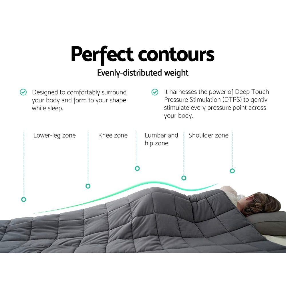 Weighted Blanket Kids 2.3KG Heavy Gravity Blankets Microfibre Cover Comfort Calming Deep Relax Better Sleep Grey - Newstart Furniture