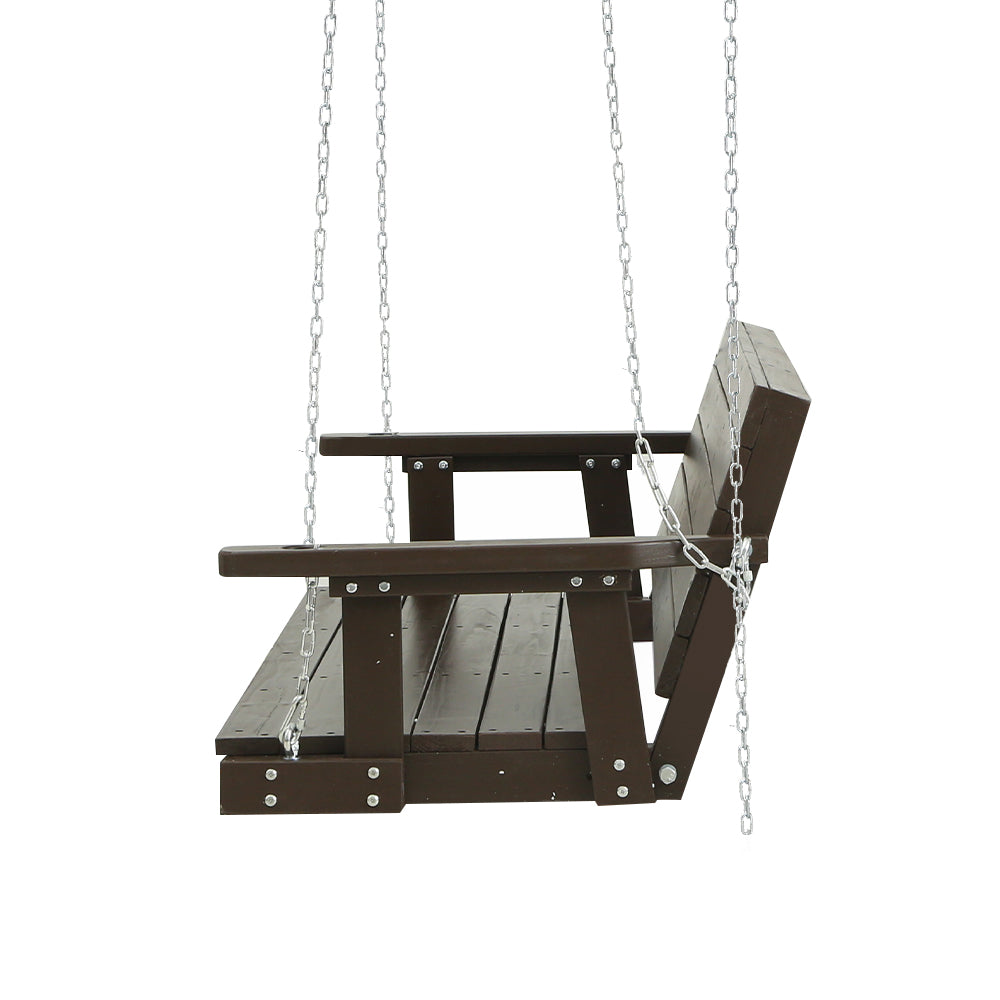 Gardeon Porch Swing Chair with Chain Outdoor Furniture 3 Seater Bench Wooden Brown - Newstart Furniture