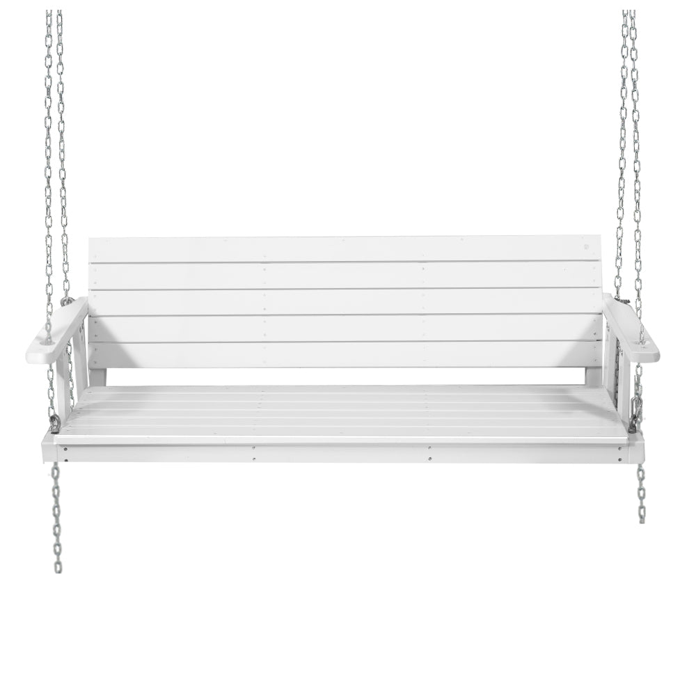 Gardeon Porch Swing Chair with Chain Outdoor Furniture 3 Seater Bench Wooden White - Newstart Furniture