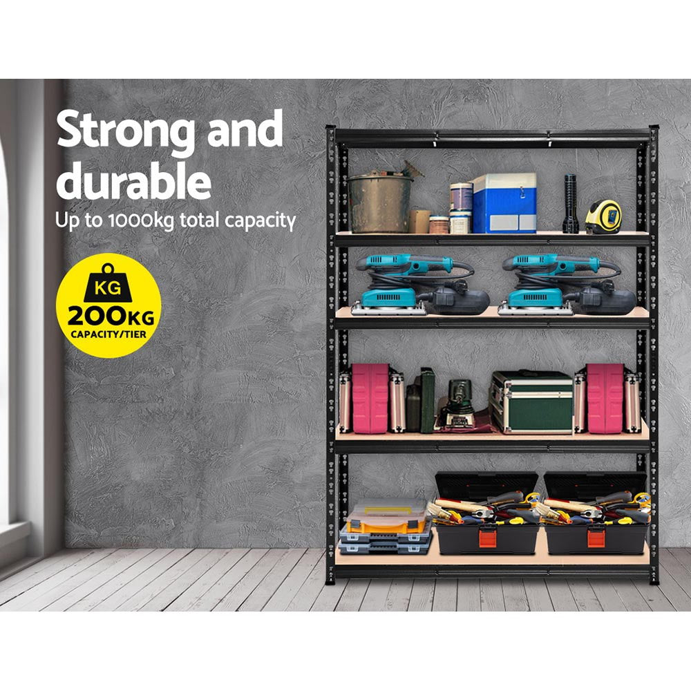 Giantz 1.8M Warehouse Racking Shelving Storage Shelf Garage Shelves Rack Steel Black - Newstart Furniture